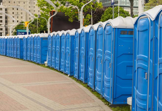 Seasonal porta potty units set up at a Nogales, Arizona venue