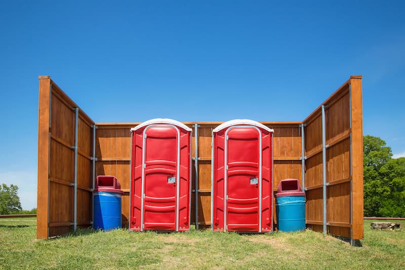 Short-term porta potty units staged for delivery in Nogales, Arizona